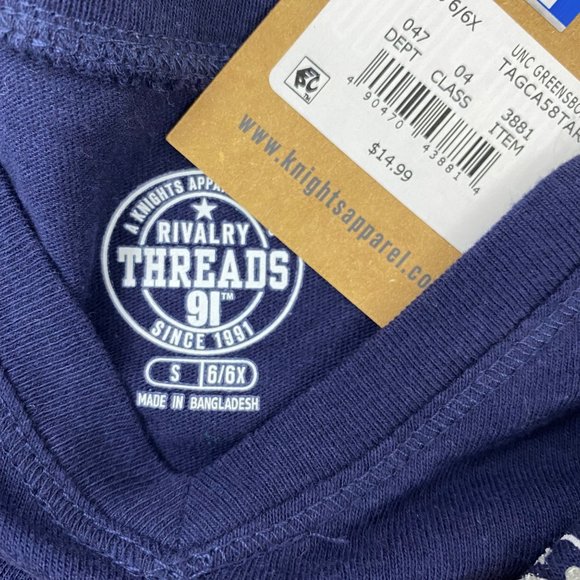 UNCG Greensboro Spartans Blue V-Neck Sleeve T-Shirt Tee Youth Girls XS S or XL - Picture 5 of 7